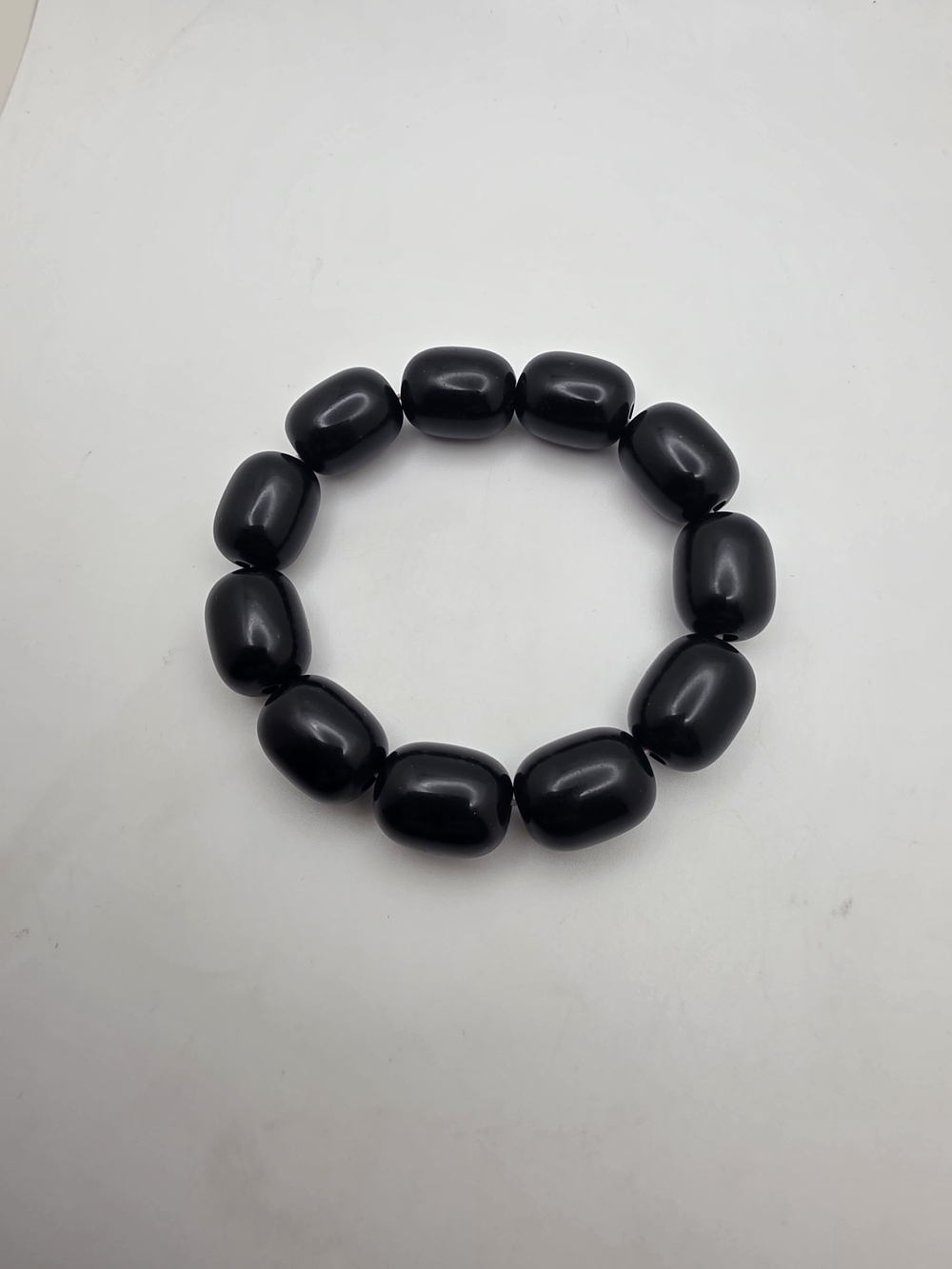 Chunky Black Beaded Stretch Bracelet
